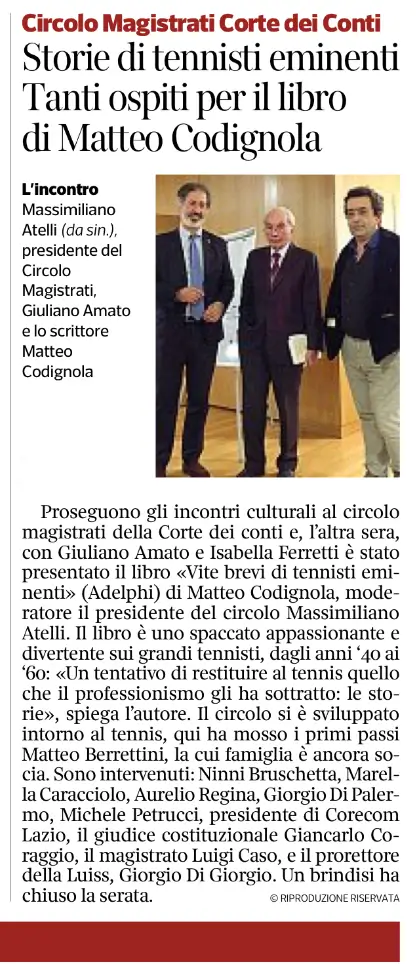 Corriere della Sera - Storie di Tennisti eminenti