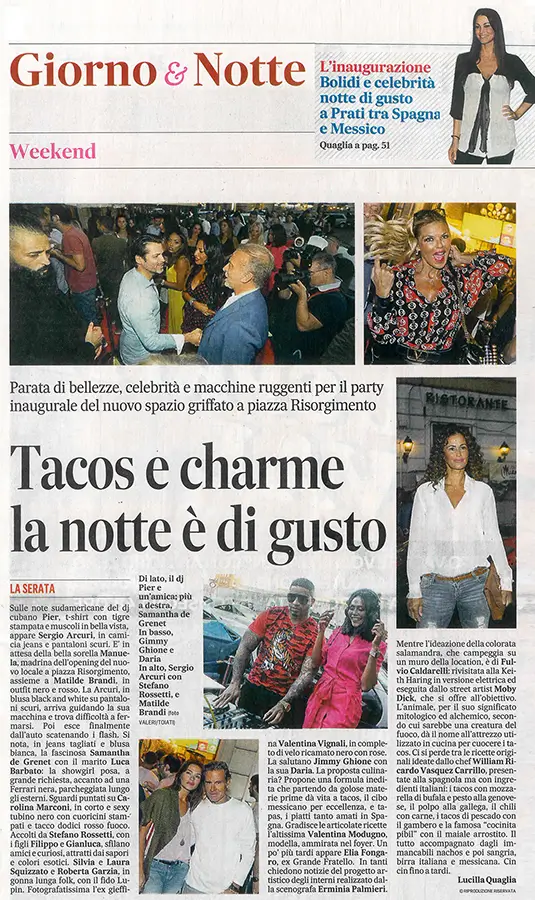 Tacos e Charme la notte è di gusto